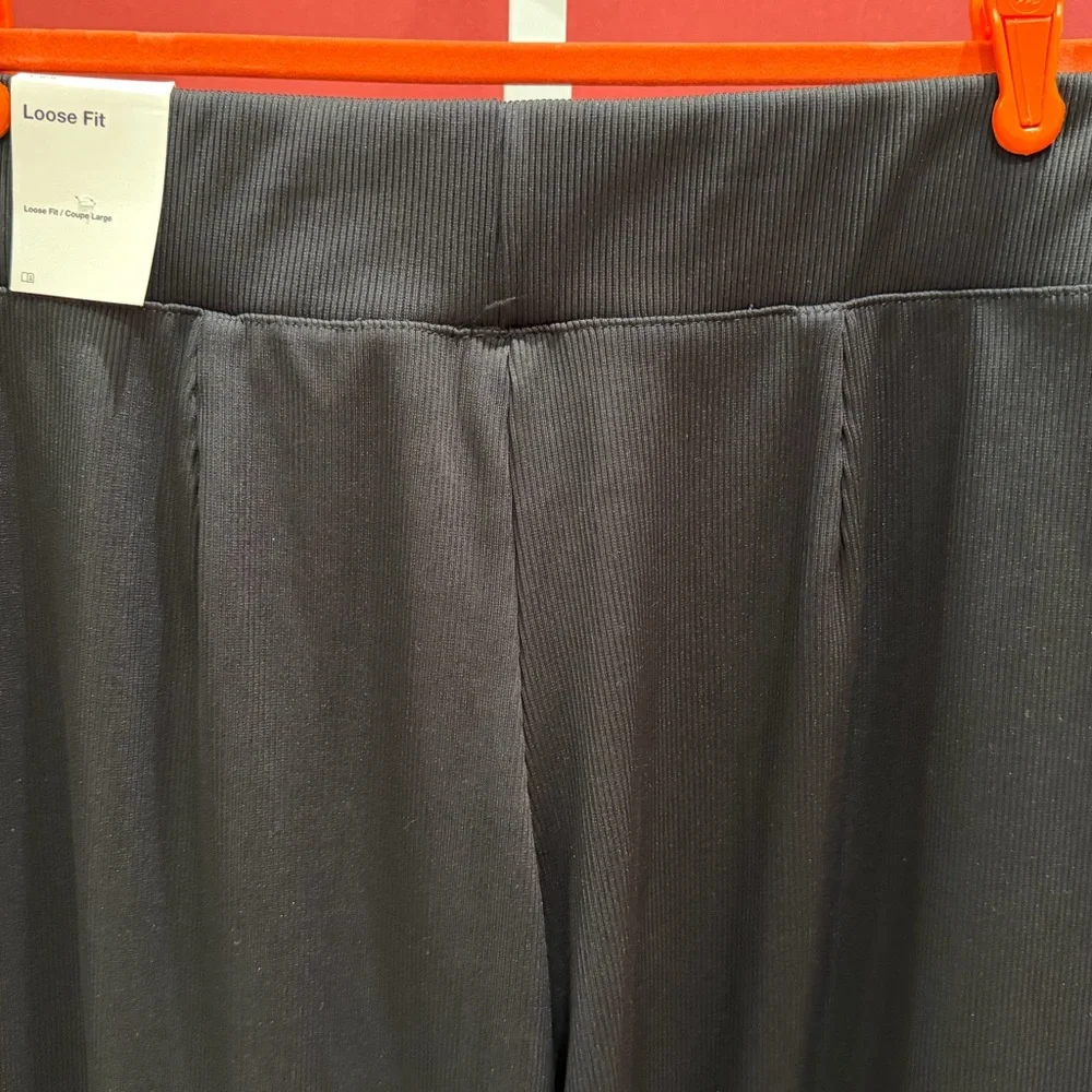 Nike Black High-Waist Performance Wide Leg Pants with Swoosh Patch